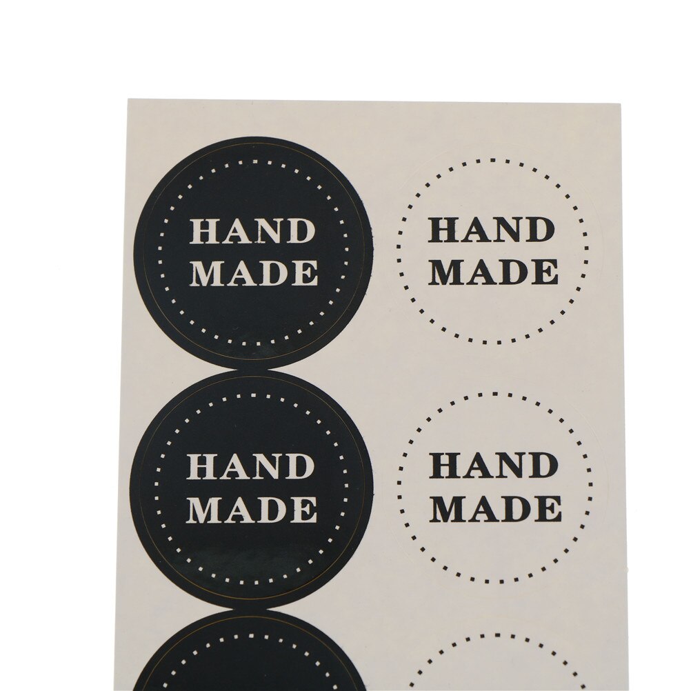 80 stuks ((10 vellen) doosetiketten rond zwart wit handgemaakte sluitstickers