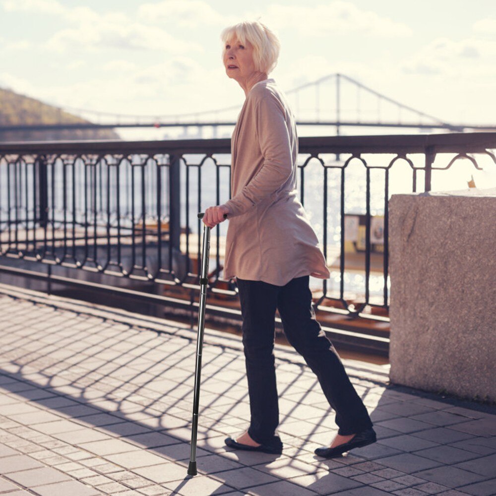 2Pcs Outdoor Walking Hiking Sticks Telescopic Baton Trekking Poles Foldable Walking Crutches Five-section Non Slip Defense Cane