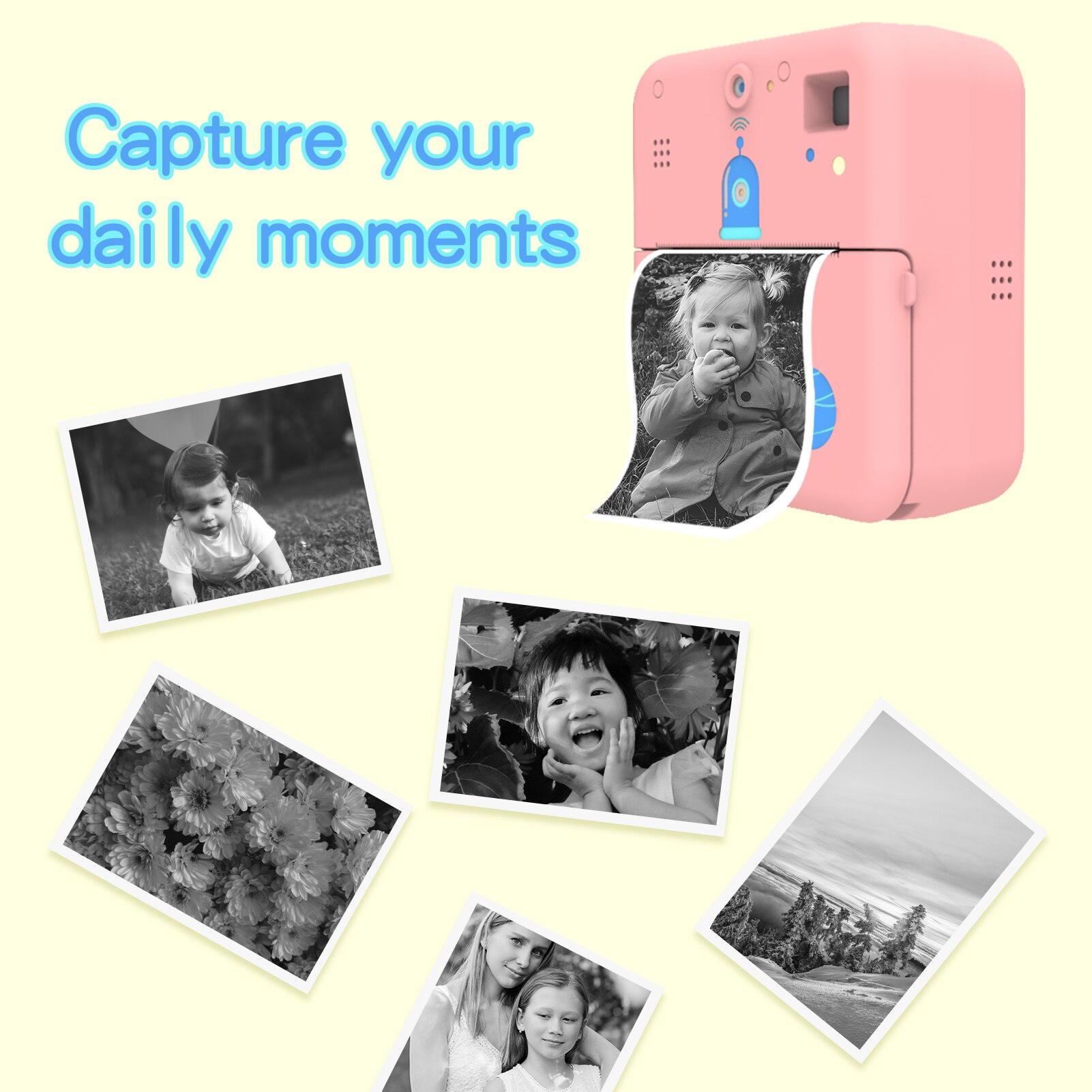 Mini Pocket Printer Camera Instant Print Portable Thermal Printing Machine Wireless Connection for Picture Label DIY Handcraft