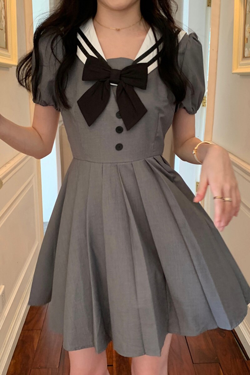 Japansk akademisk sømandskrave piges nederdel sommer western sløjfe hipster kjole kvinder sød lolita kjole prinsesse
