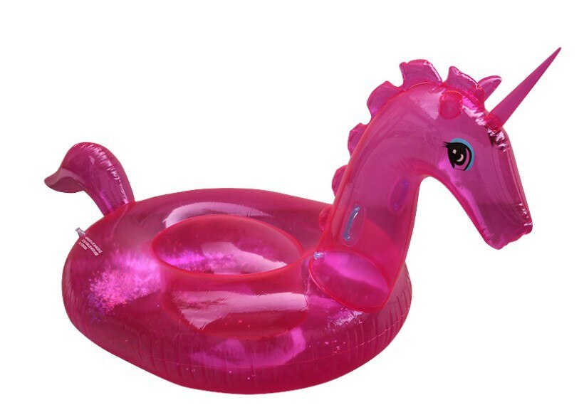 Nuovi bambini cartone animato cristallo unicorno galleggiante zattera gonfiabile trasparente rosa verde cavallo Overwater adulto doppio supporto acquatico