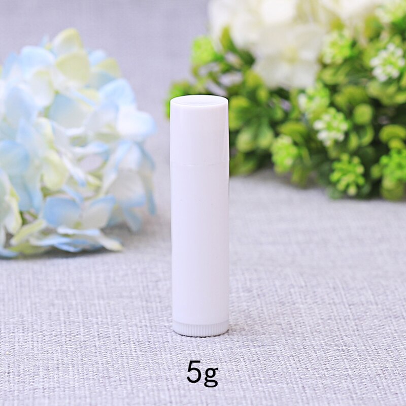 Tubos de bálsamo labial vacíos a granel, 5g, 5ml, con fondo giratorio, envase de bálsamo labial transparente rellenable para maquillaje cosmético DIY, 10 Uds.: Blanco
