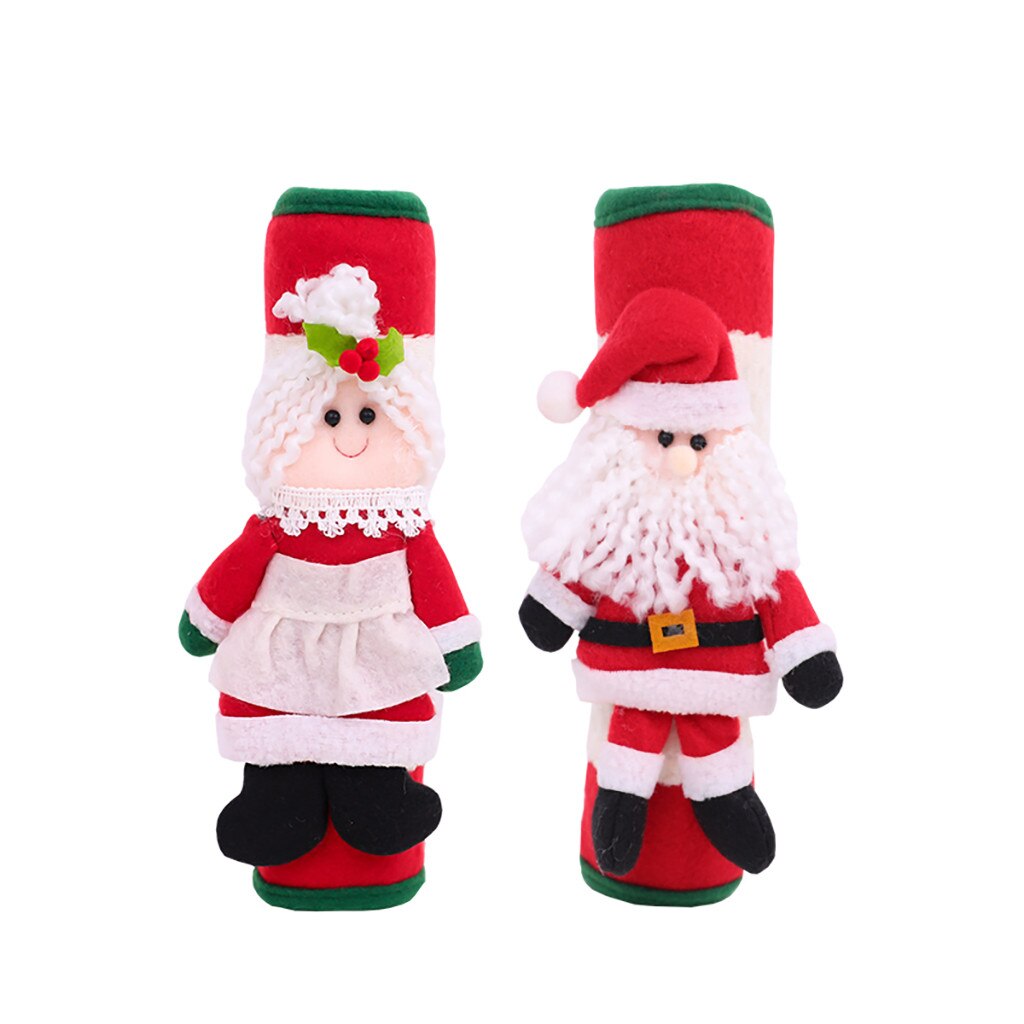 Juldekoration kylskåp dörrhandtag täcker tecknad söt mikrovågsdörr kylskåp handtag set jul   #35