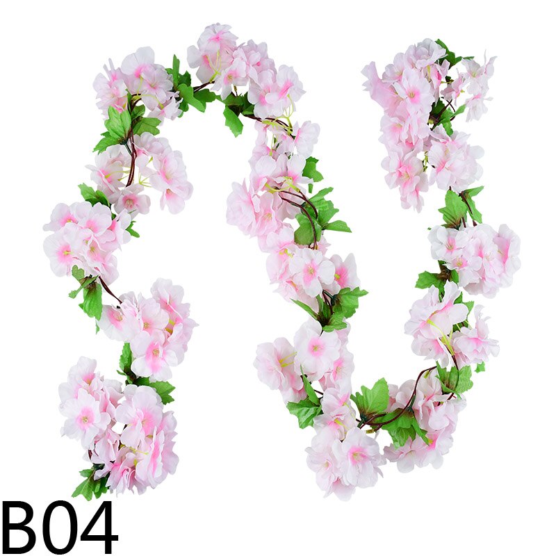 225cm konstgjorda sidenblommor 18 klasar körsbärsrankor rottinggirland vägghängande konstgjorda körsbärsblommor vinstockar bröllop heminredning: B04
