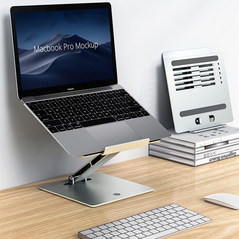 Bærbar stativ stigerør høydejusterbar aluminium sammenleggbar nettbrettstativ skrivebord notisbok kjøleholder til macbook 11-17 tommer