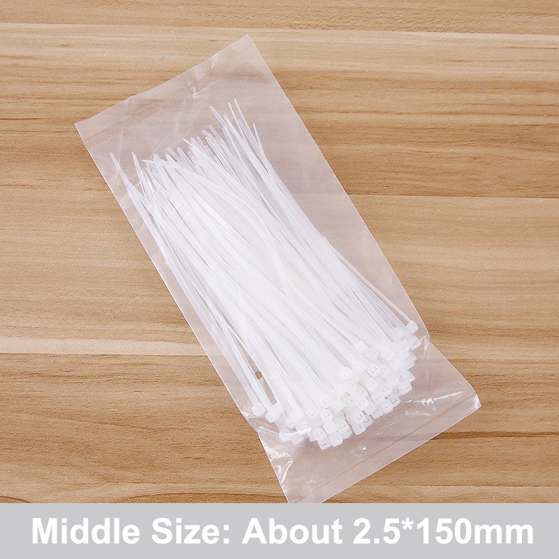100pcs Reusable Nylon Plastic Cable Ties Wire Zip Tie Strap Self-Locking Wraps Industrial Supply Fasteners & Hardware Cable: white 150mm