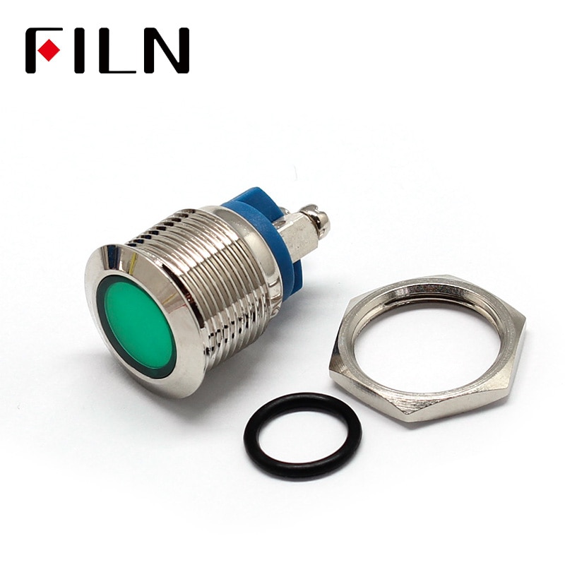 16mm Dia 12v Metal LED Pilot Panel Dash Signal Indicator Warning light with Screw Terminal Brass Chrome Finish Car Boat Marine