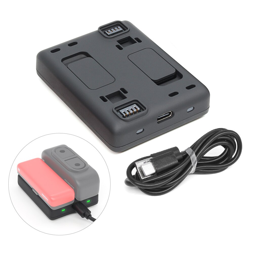 Batteria Carica Caricatore con Dual Veloce di Tipo Hub-C interfaccia per Insta360 UN R Batteria e Potenziato di Base Della Batteria