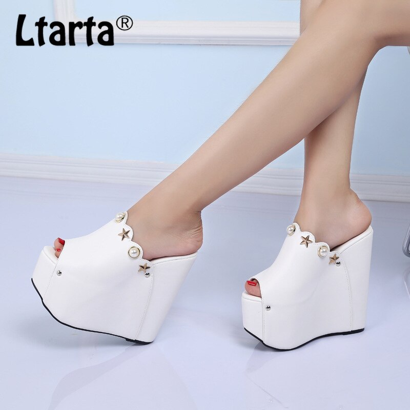 Ltarta sandálias femininas de salto muito alto, chinelos com salto alto para mulheres, 16cm