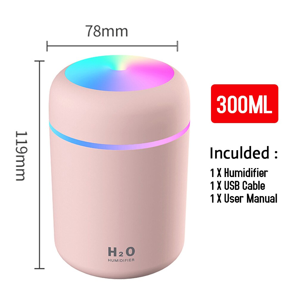 Draagbare Mute Vlam Licht Luchtbevochtiger Stille Aroma Diffuser Huishoudelijke Kantoor Kamer Water Mist Maker Essentiële Oliën Spuit: D