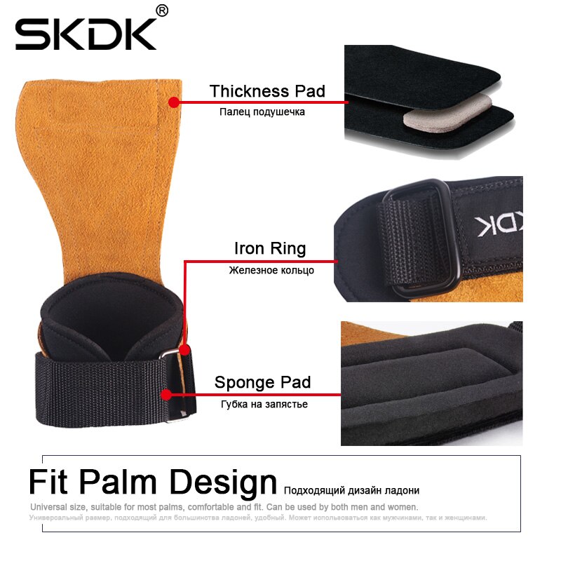 Männer Fitnessstudio Gewichtheben Haken Pads Handschuhe Griffe Anti-Schleudern Deadlifts trainieren Crossfit Fitness Gewicht Handschuhe Palme Schutz