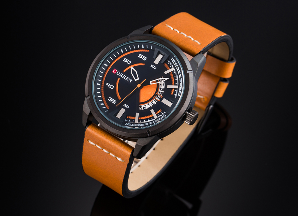 CURREN Watches Casual Quartz Male Clock Display Date Leather Strap Men Wristwatch Montre Homme Reloj Hombre