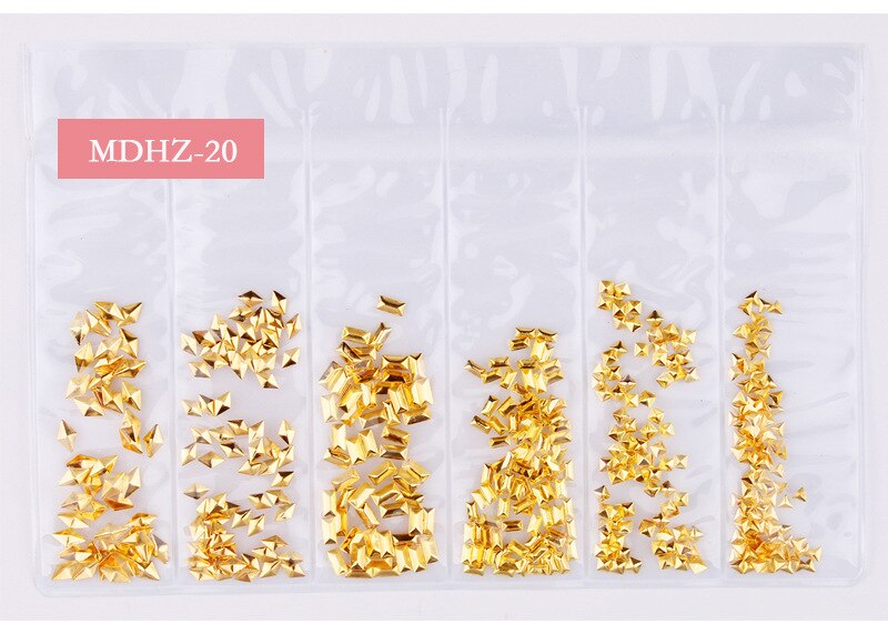 CHNRMJL 6 Entwürfe/Pack Ultra-dünne Hohl Legierung Nagel Niet Dekorationen Schmuck DIY UV Gel NäGel Kunst Polnischen zubehör Manikübetreffend: 20