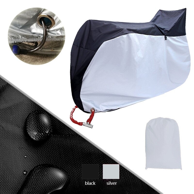 Cykelcykelovertræk vandtæt snedæksel regn uv-beskytter støv udendørs motorcykelcykelovertræk med tætningsbånd regntæppe + taske: Hvid / L