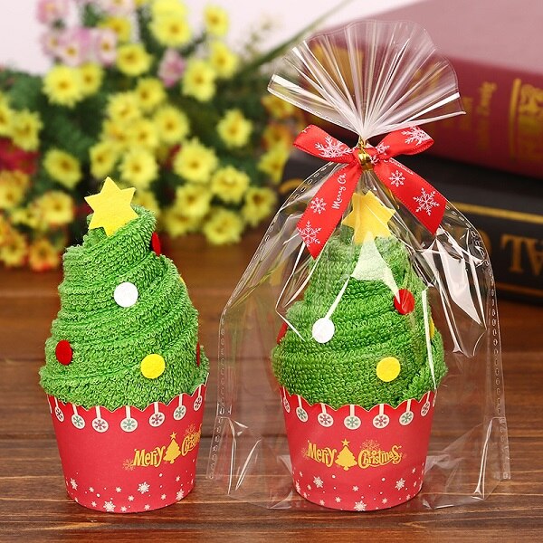 Merry Christmas Towel Christmas Tree Santa Claus Snowman hand face towels for kids 2 piece: Christmas Tree Towel