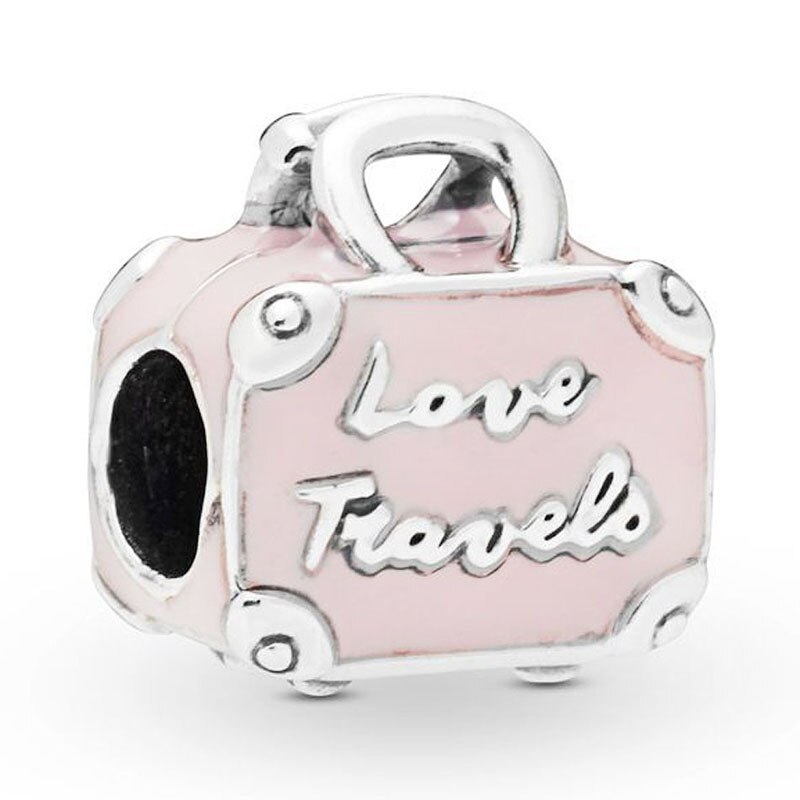 FAI DA TE di Fascino di Filatura Cuori Farfalla della Valigia di Corsa Mamma Script Caldo Cacao 925 Sterling Silver Bead Fit Originale Dei Monili Del Braccialetto: 1