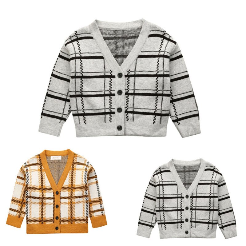 bambino del bambino Dei Bambini Del bambino Della Ragazza del Ragazzo Lavorato A Maglia Maglione cardigan Cappotto Maglia A Manica Lunga Outwear