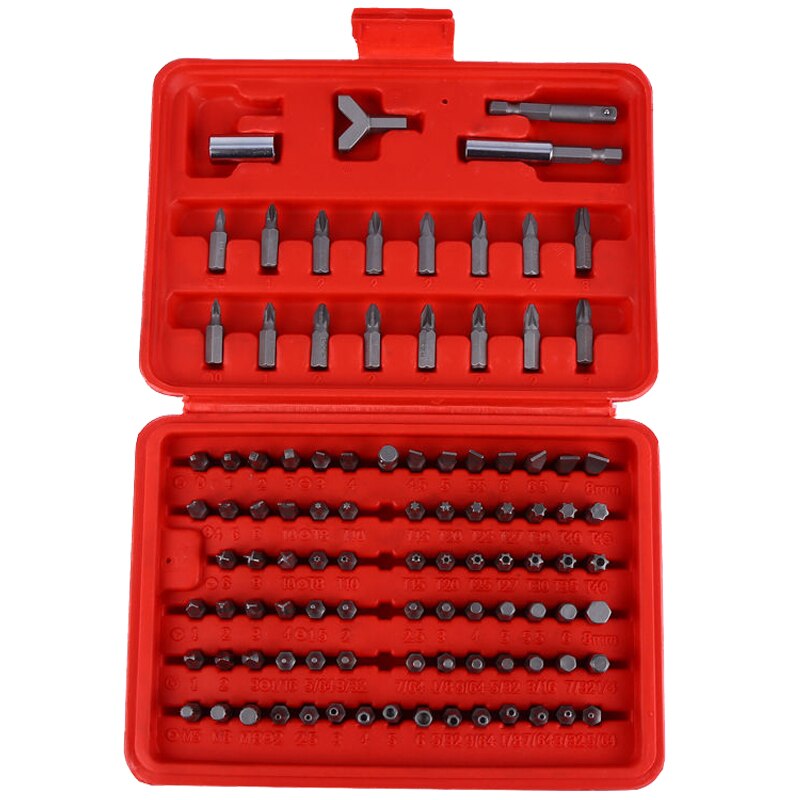 GTBL 100pcs Chrome Security Bit Tool Set Torx Hex Drill Star Spanner Screw Driver