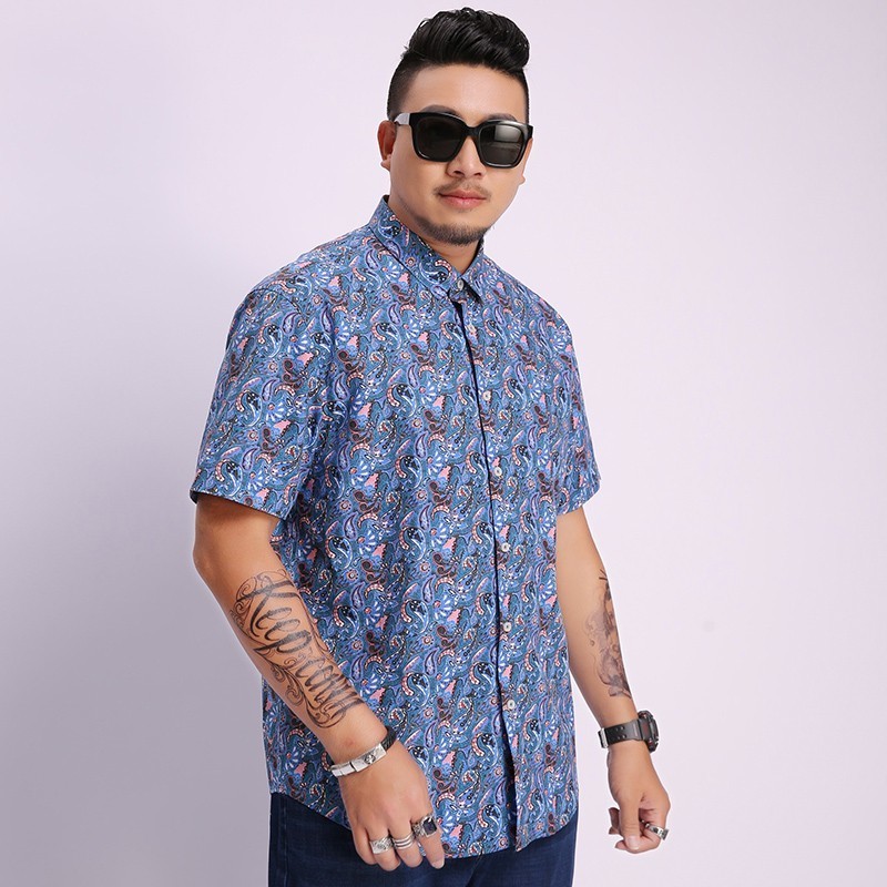 Plus Size 8XL -Kleding Overhemd Mannelijke Vlas Jurk Shirts Slim Fit Turn-Down Mannen Korte Mouw heren Hawaiiaanse Shirt Grote Maten