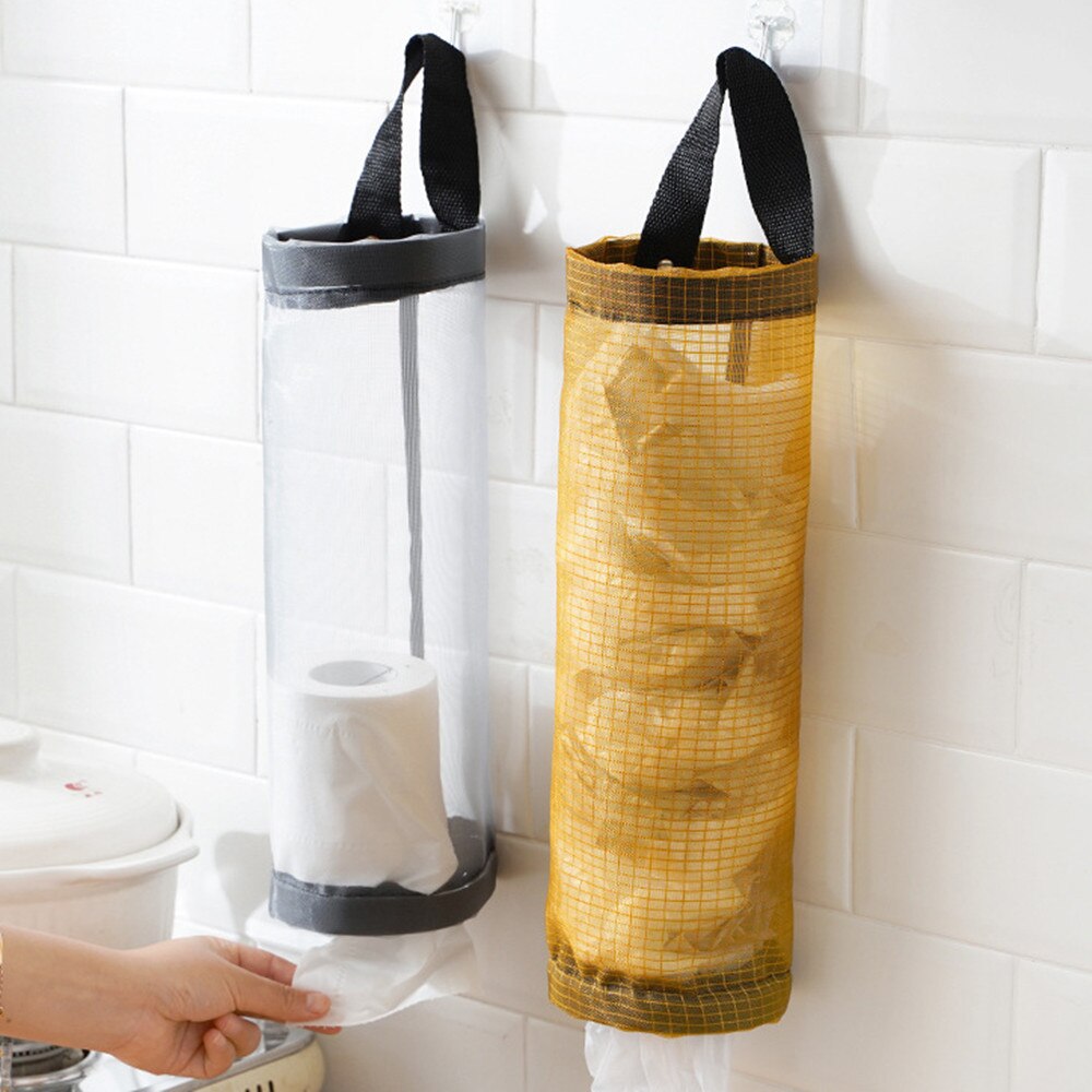 Distributeur de sacs en plastique suspendus, sac plastique pratique de rangement rouleau de papier pommes de terre tomates légumes épicerie