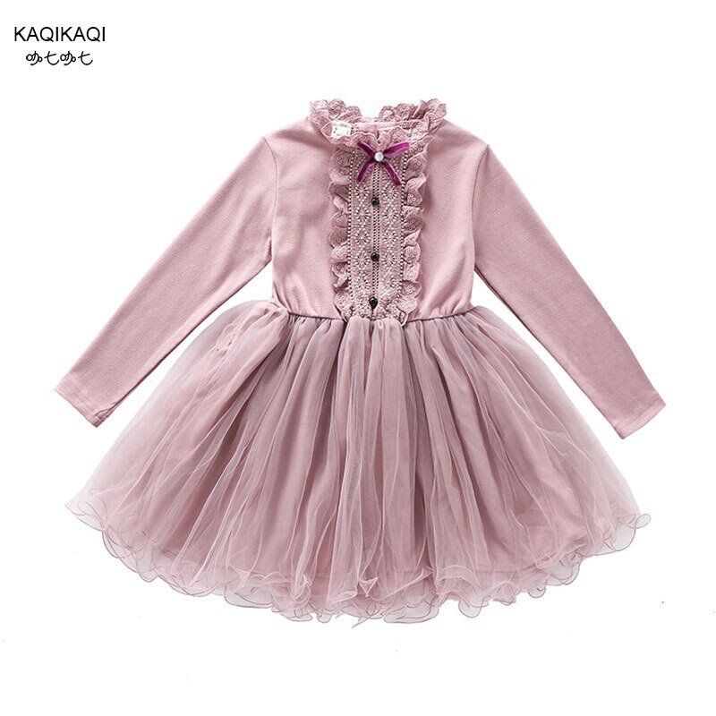Kaqikaqi forår efterår baby piger ballkjole prinsesse kjole børn langærmet tøj lolita stil kronblad overtøj: 9t