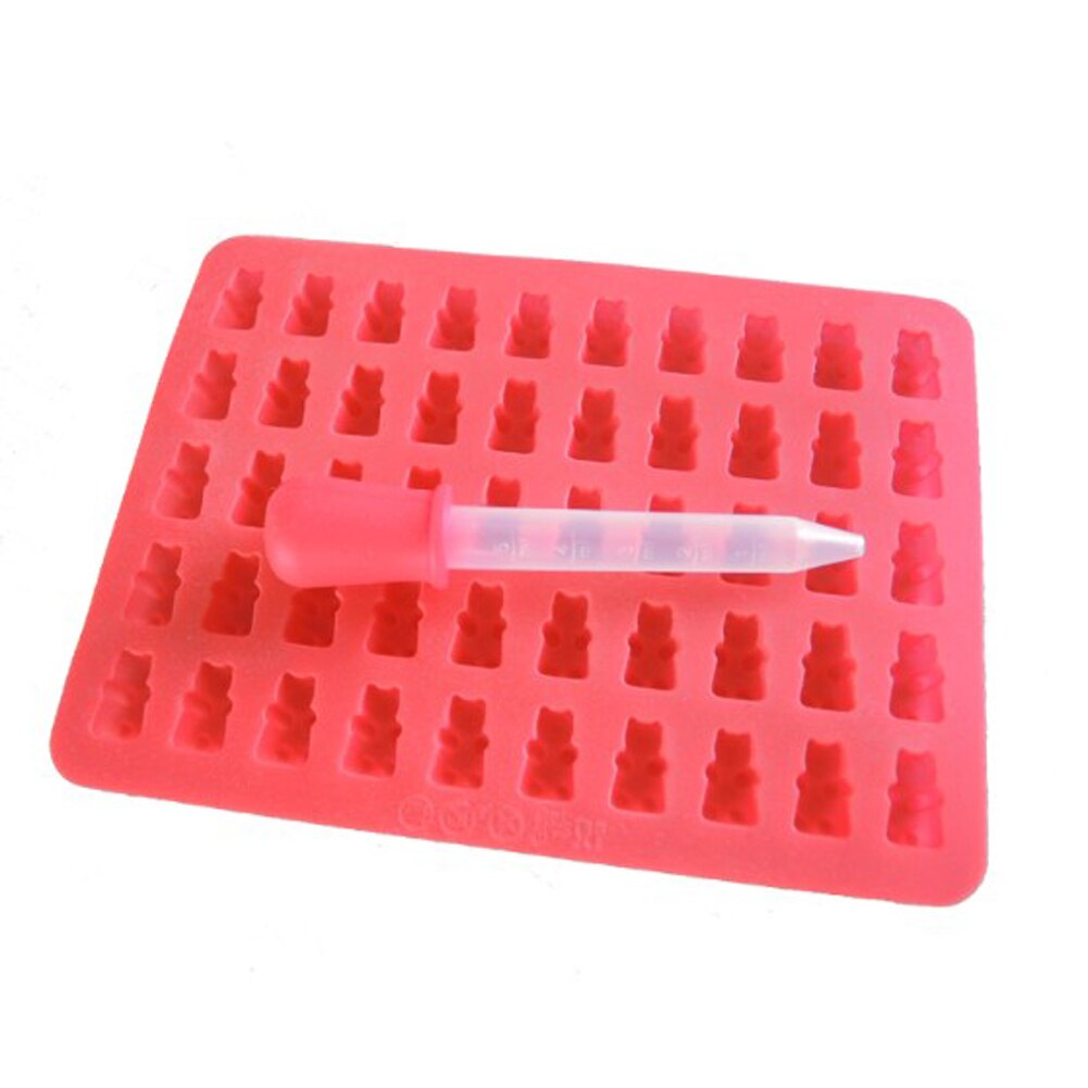 50 grid Silicone Gummy Bear tools With Droppers Halloween Gummi Candy Gelatin Maker Fishing Lure 16.5*15.5*1.2cm: rd