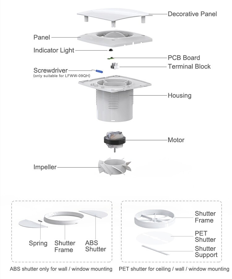 Bathroom Toilet Extractor Ventilation Fan with Humidity Sensor Timer 100mm 230V