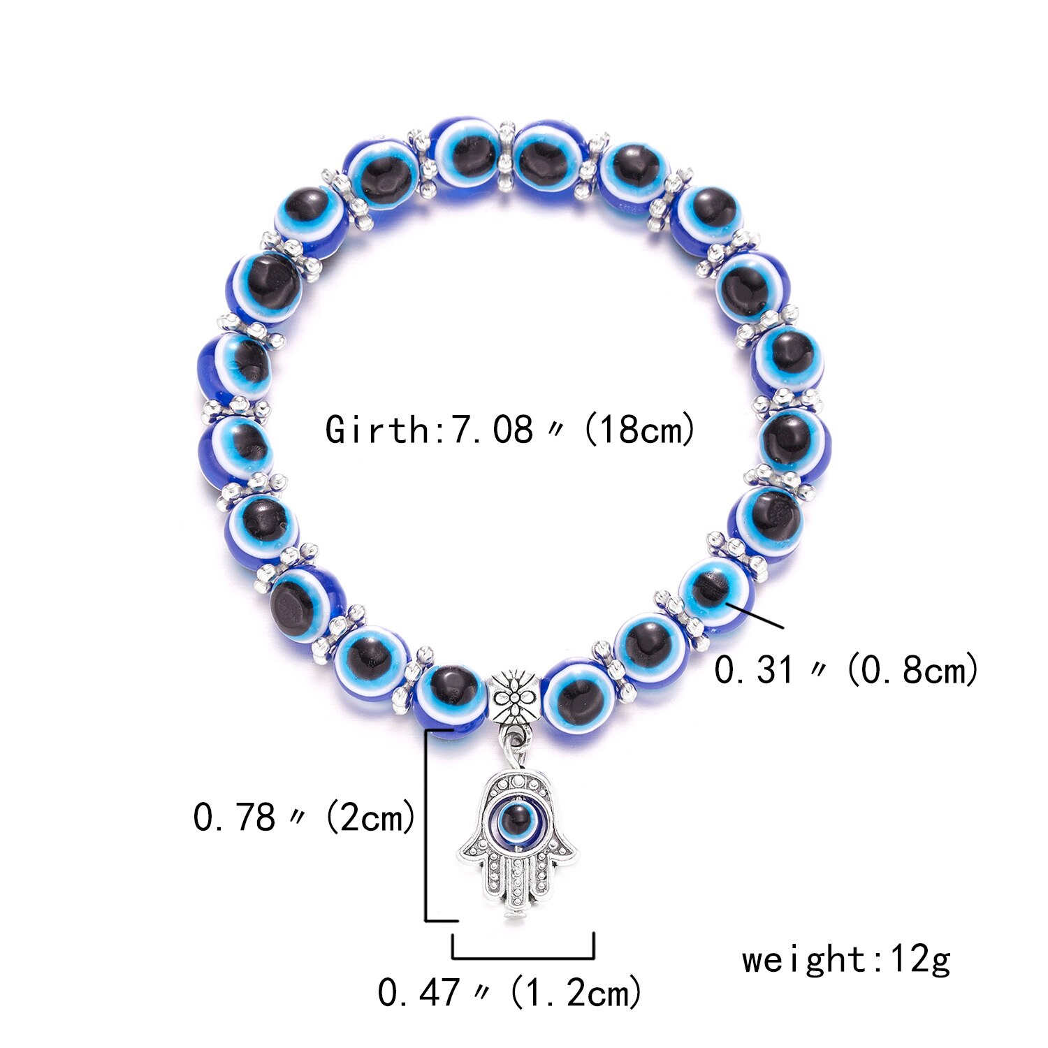 Niebieska bransoletka Evil Eye dla kobiet mężczyzn turecka dłoń wisiorek oczy koraliki Handmade szczęśliwa bransoletka elastyczna regulacja Charm bransoletka