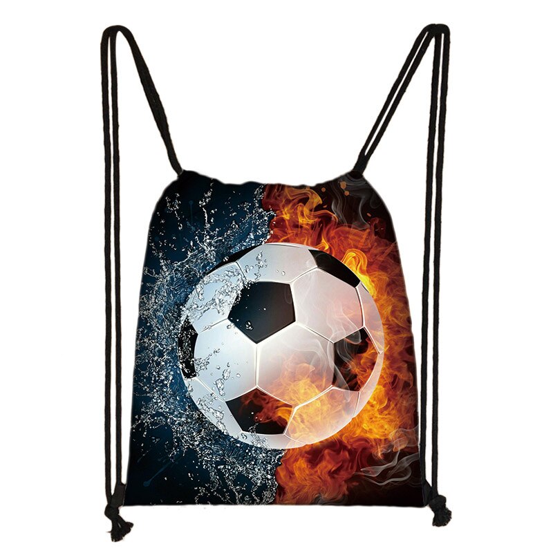 Footbally / Soccerly Druck Rucksack Männer Leinwand Reisetasche Teenager Jungen Kordelzug Schuhe Halter Kinder: skdzq04