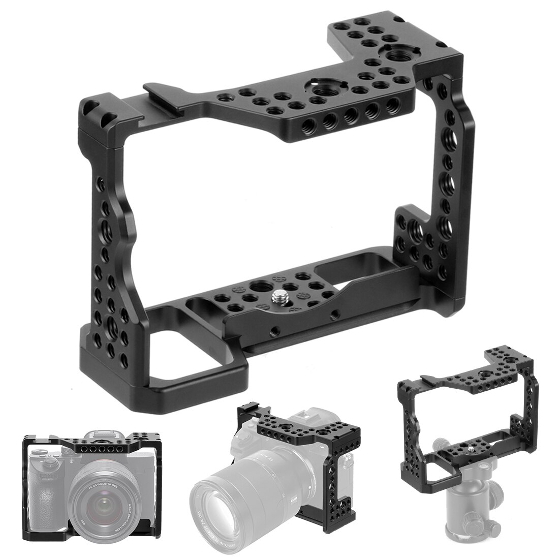 Gabbia per fotocamera con staffa per treppiede per stabilizzatore portatile in alluminio per Sony A7RIII/A7III/A7MIII SLR DSLR supporto per supporto accessori Vlog