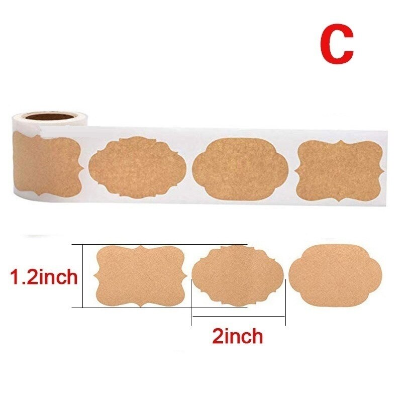 Adhesivo de Papel Kraft para escribir a mano pegatinas de conveniencia, sellado de etiqueta adhesiva de piel de vaca para clasificación de cocina, etiquetas de DIY, 300 Uds. Por rollo: label C