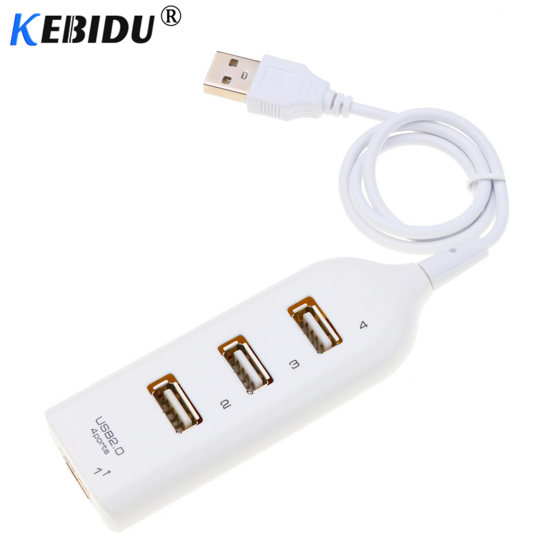 Kebidu usb 2.0 4- poorts hub met kabel computer randapparatuur 4- poorts speed splitter adapter voor pc laptop computer nieuwste: Wit