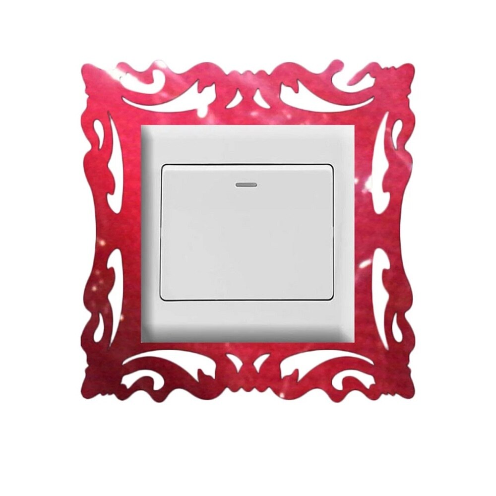 2 pièces bricolage Stickers muraux interrupteur miroir acrylique interrupteur autocollant prise décor autocollant évider interrupteur couverture 15*14.5cm: Rouge