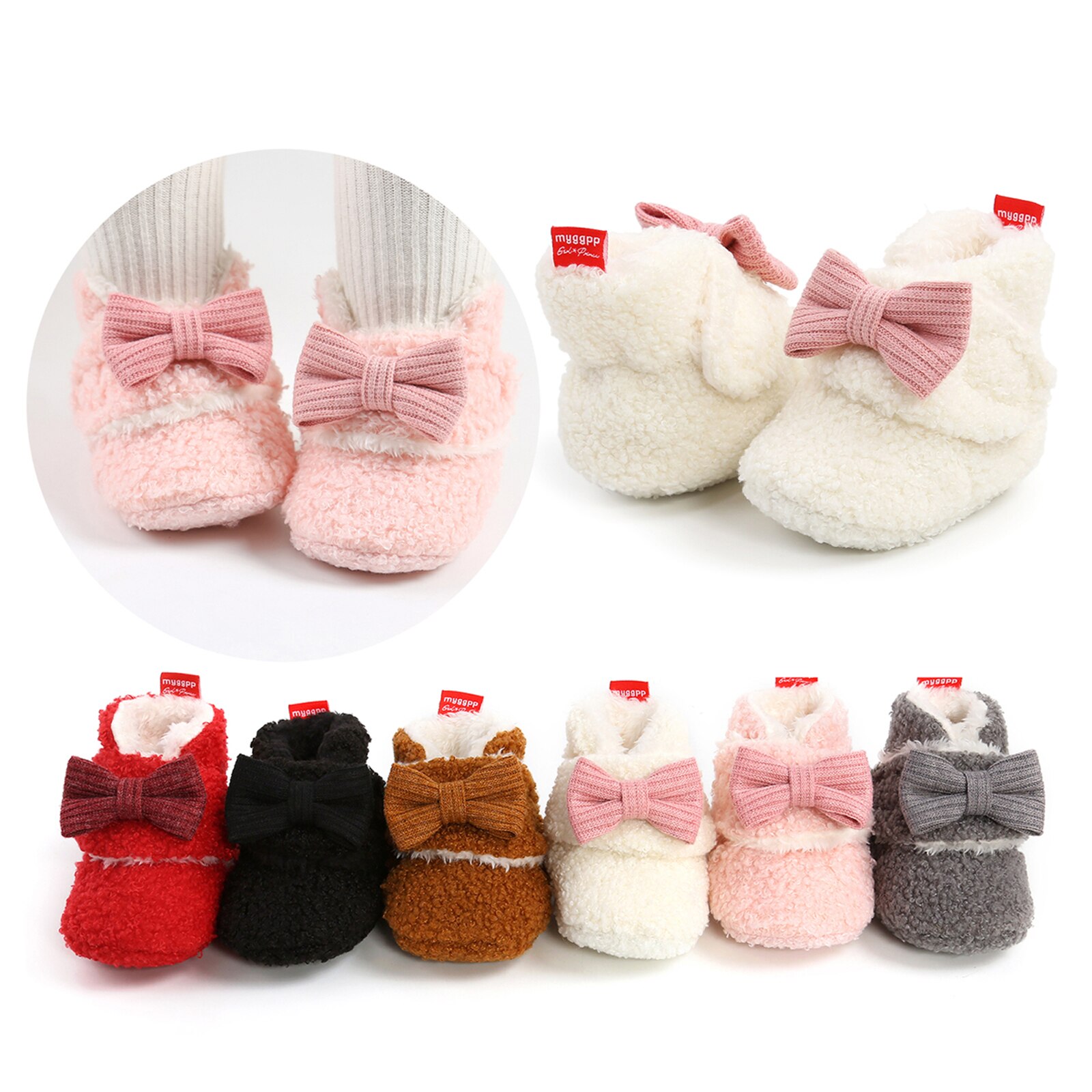 Zapatos planos para bebé de 0 a 18M, con lazo decorativo, Color sólido, suela suave y cálida