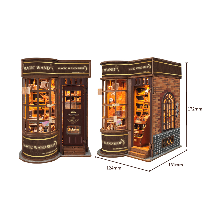 DIY Wooden Dollhouse Magic Shop Miniature Furniture Kit Book Nook Assemble Building Block Toys for Children Adult Casa: wood