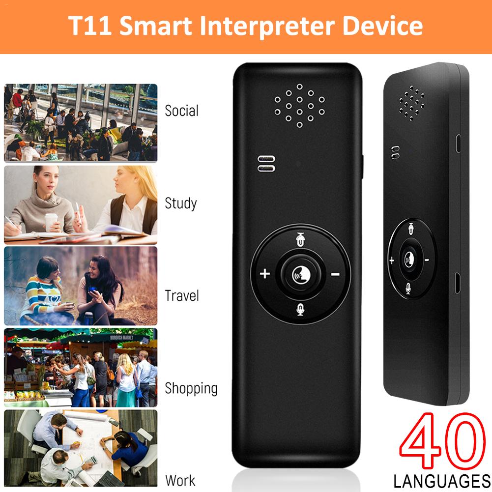 T11 Portable Smart Language Translator Device Real Time Interpreter Handheld 40 Languages Bluetooth 4.2 For Learning Travelling