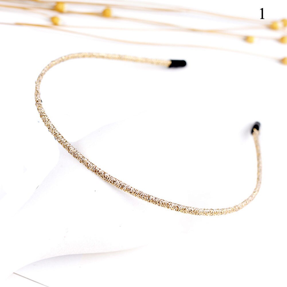 Vrouwen chique super dunne glitter haaraccessoires golvende glanzende metalen kleur hoofdband zomer haarband voor vrouwen en meisjes