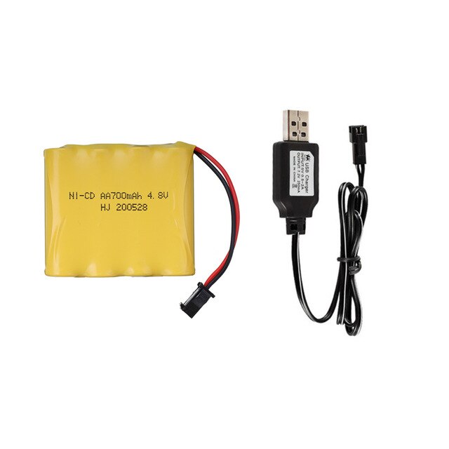 4.8V 700mAh NICD Battery and Charger Set For Remote Control Toys Electric Car Nicd 4.8V Volt Bateria SM-2P Plug: Red