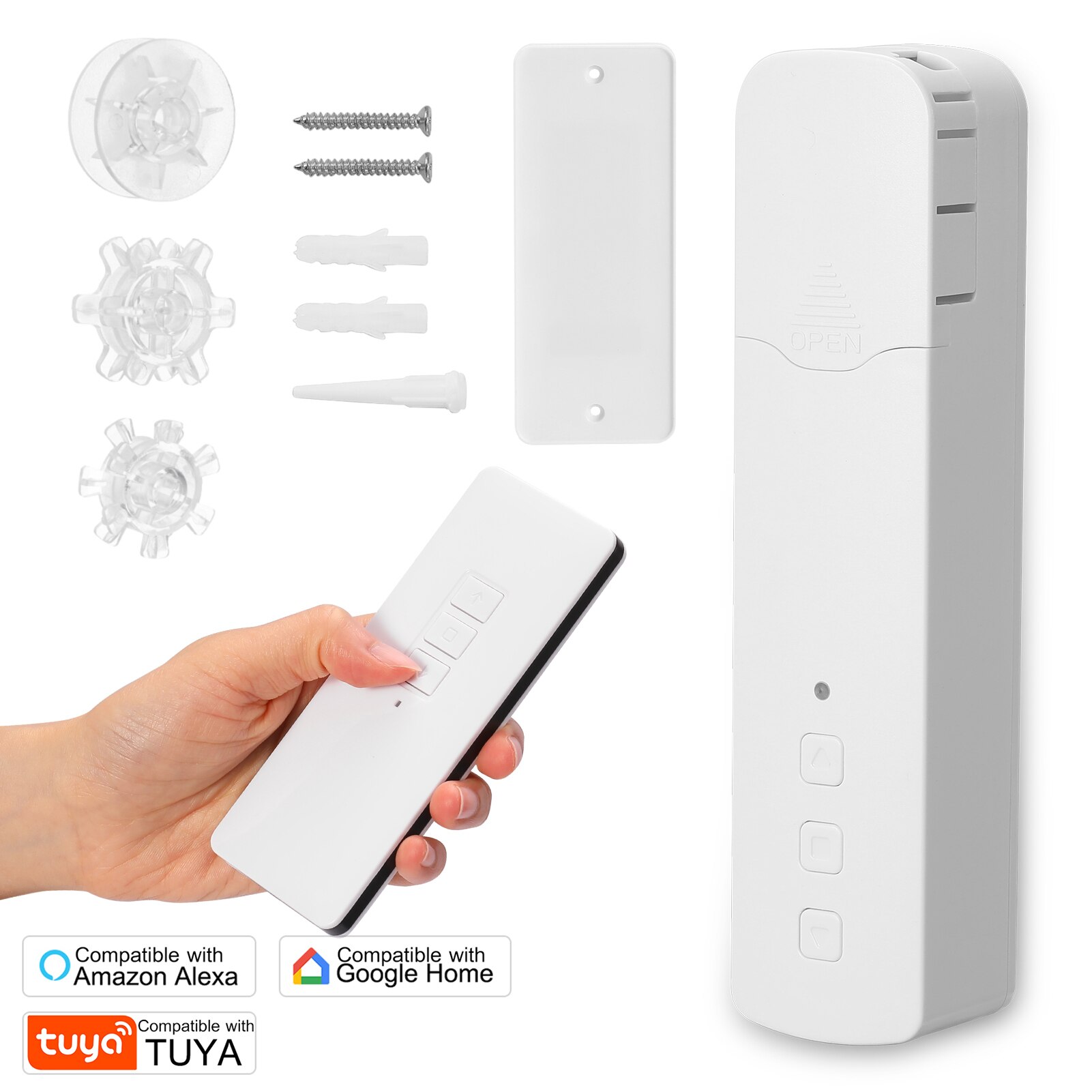 Tuya WIFI Smart Pull Bead Curtain MotorElectric Curtain Motors Remote Voice Control Compatible with Alexa Google Home EU Plug: Default Title