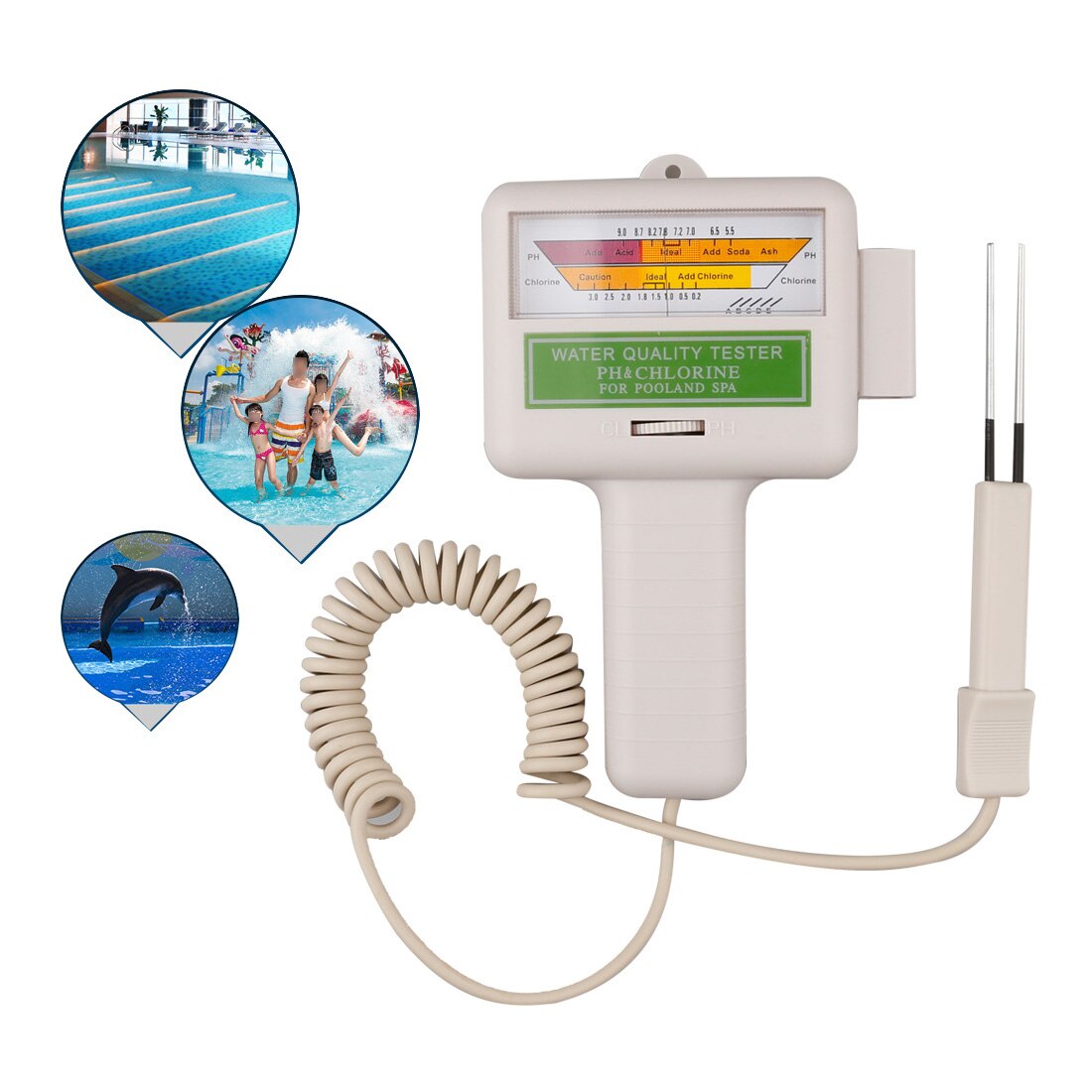PC101 PH CL2 Chlorine Tester Water Tester Portable Home Swimming Pool Spa Aquarium PH Meter Monitor Checker Tools: A