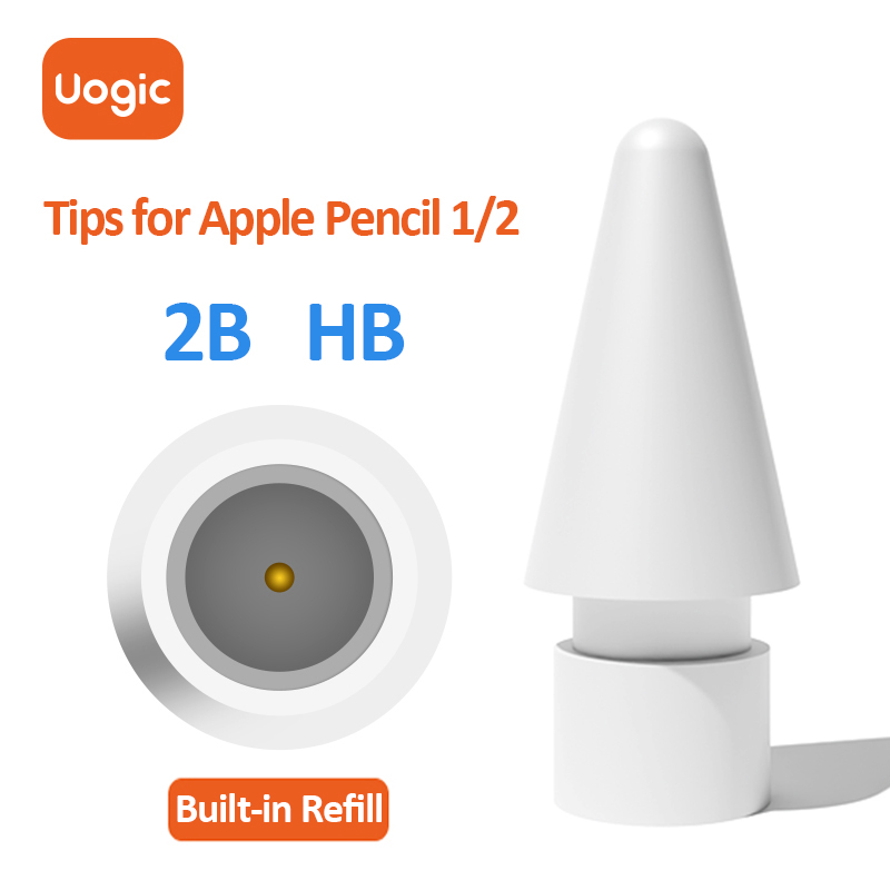 Uogic 3PCS Pencil Tips for Apple Pencil 1st/2nd Generation 2B/HB Both Soft and Hard Tip For Apple Pencil 1 2 iPad Stylus Nib