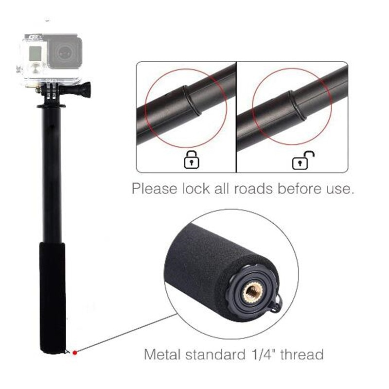 Monopod Selfie Stick voor Gopro Stok Uitschuifbare Baton Selfie Waterdichte Handheld Sticks Mount voor GoPro Hero 7 6 5 Xiaoyi 4K DJI