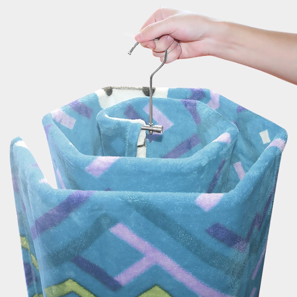 Percha de espiral para sábanas de tela, gancho para manta, tendedero de Metal, estante de almacenamiento de ropa circular, suministros de accesorios para el hogar