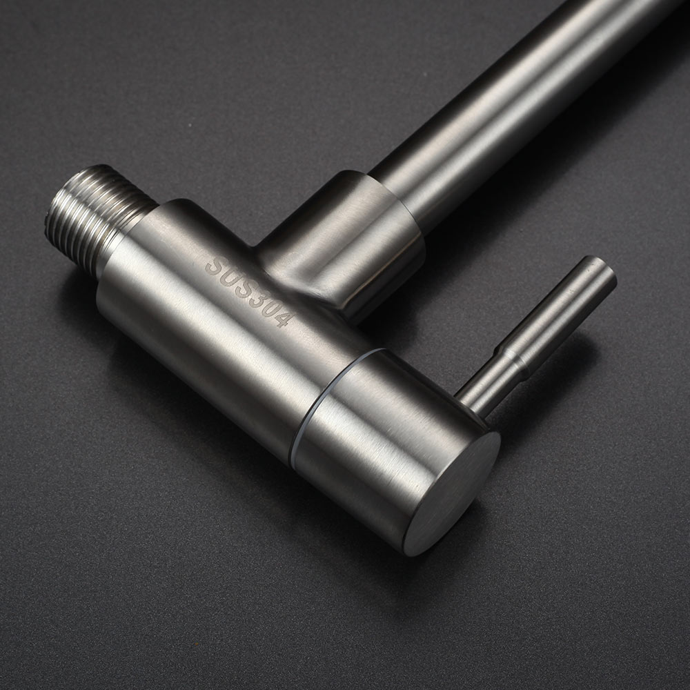 Rvs Geborsteld Enkele Koude Badkamer Baisn Kraan Wall Mounted Wc Kraan Keramische Plaat Spool Wastafelmengkraan Kraan