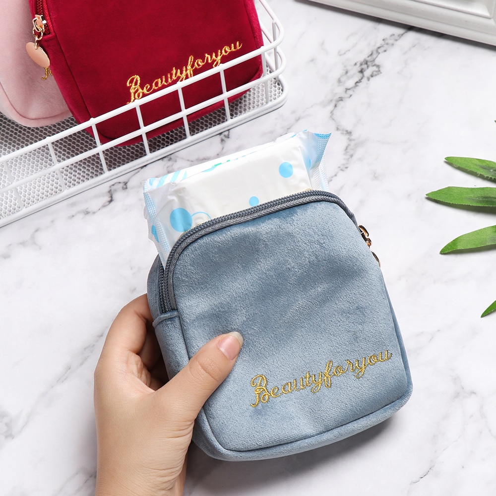 Tampon Storage Bag Sanitary Pad Pouch Women Napkin Cosmetic Bags Organizer Ladies Makeup Bag Girls Tampon Holder Organizer