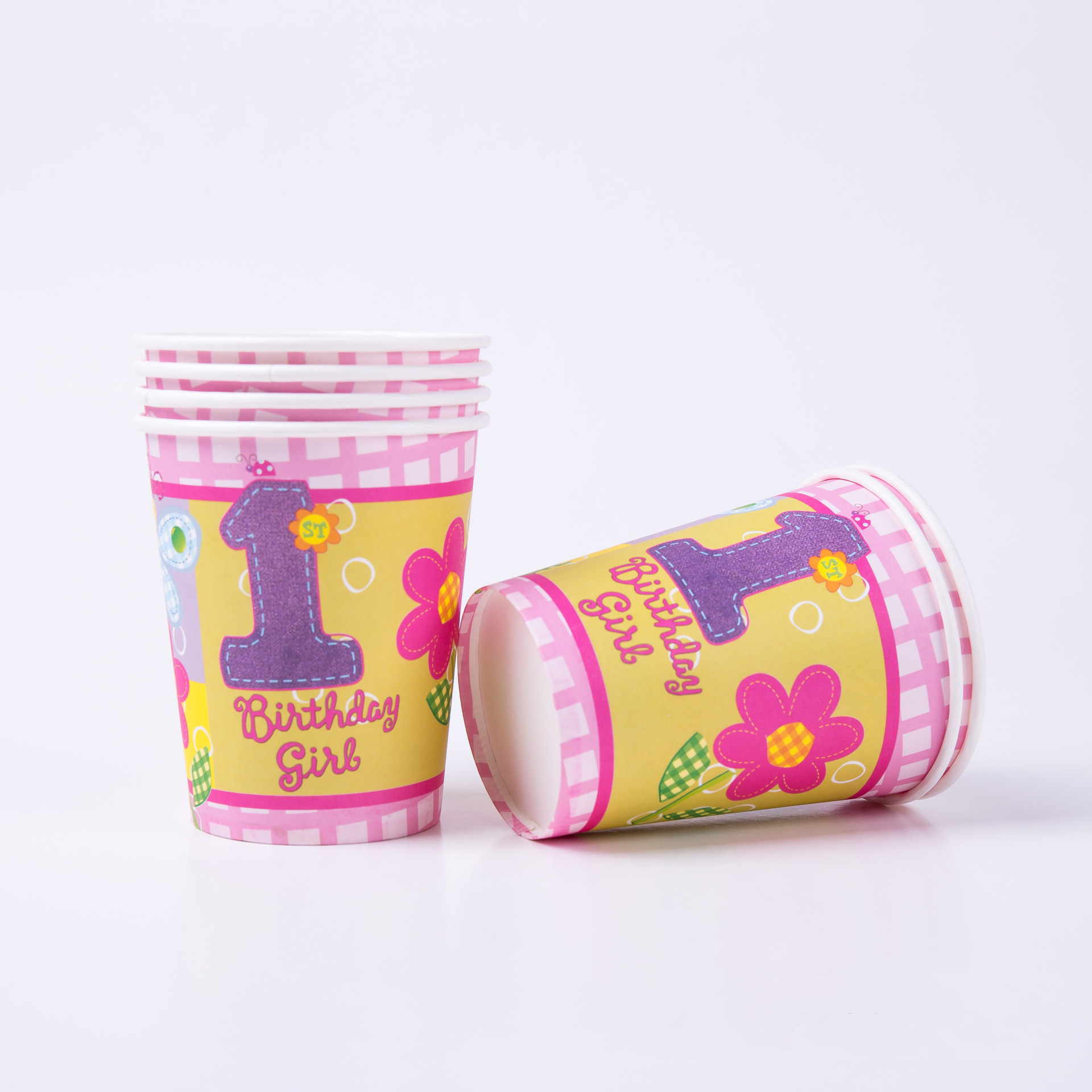 Baby Party Supplies Set 6 Servings 1 Year Old Flower Theme Birthday Party Supplies Set Baby Girls Party Supplies