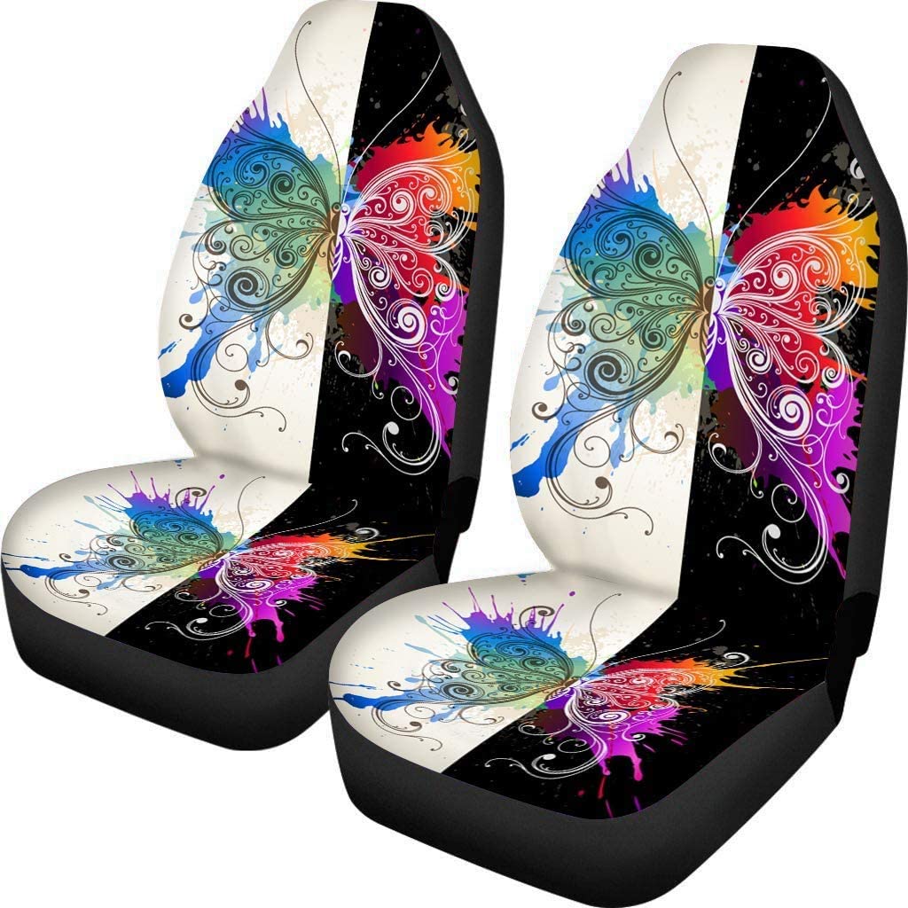 Wit Paard Mandala Veren Print Auto Stoelhoezen Set Van 2, universal Fit Auto Voorstoel Protectors Voor Auto 'S, Suv, Vrachtwagen