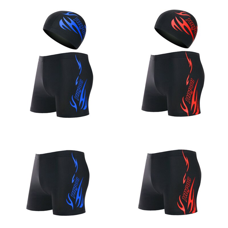 Men's Boxer Quick-drying Swimming Trunks Swimming Cap Suit Big Size Swimming Trunks Swimming Cap Swimming Suit