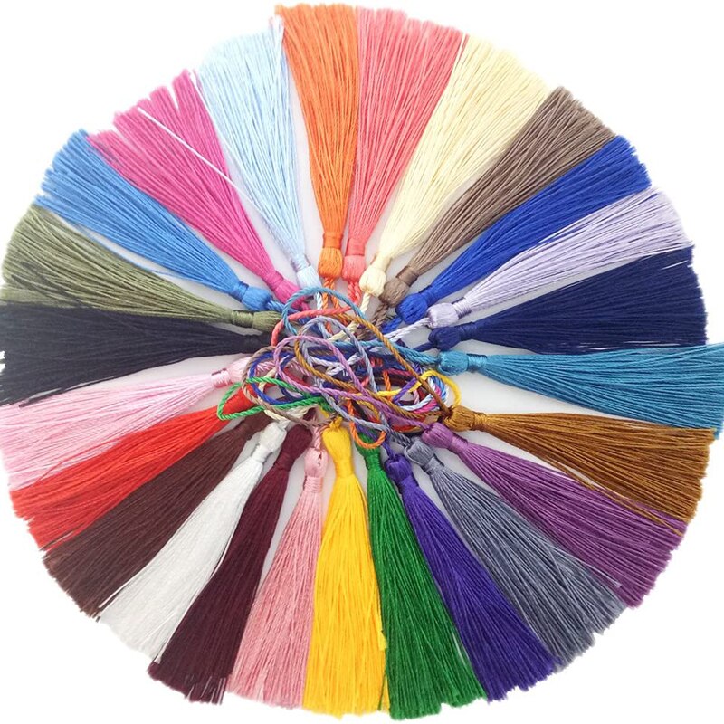 100pcs/lot 8cm Vertical Tassel Fringe Pendant DIY Party Hanging Ring Cords Tassel Curtain Home Decoration Tassel Lace