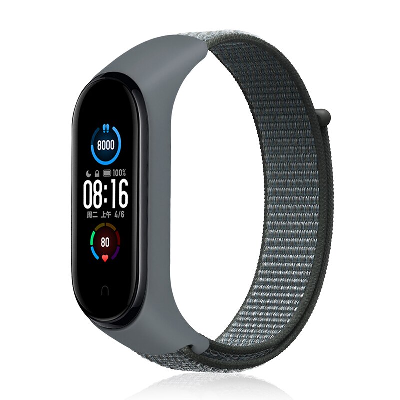 Bracelet de rechange pour xiaomi mi band 6, boucle en Nylon, accessoires pour montre connectée Mi band 5 4 3 7: Deep olive29 / For Mi band 7